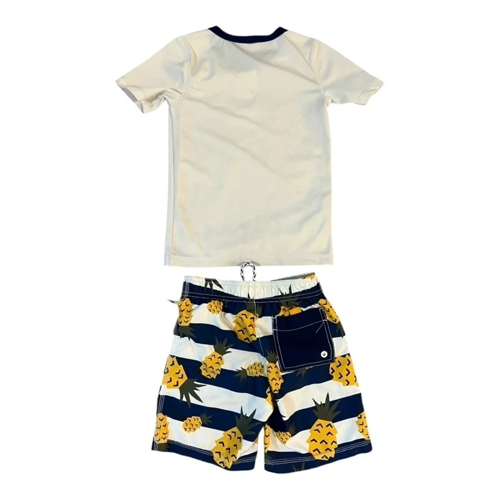Gymboree Kids Pineapple Swim Set 4T/5T Rash Guard & Trunks Boys